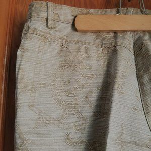 Vintage 2000s, gold/golden brown brocade pattern jeans/pants, M, Melrose
